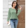 imageDisamer Womens Tops Long Sleeve T Shirts Dressy Casual Tunic Tops 2025 Fall Fashion Loose Square Neck Button Blouse TeesPure Green