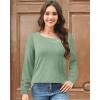 imageDisamer Womens Tops Long Sleeve T Shirts Dressy Casual Tunic Tops 2025 Fall Fashion Loose Square Neck Button Blouse TeesPure Green