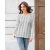 imageDisamer Womens Tops Long Sleeve T Shirts Dressy Casual Tunic Tops 2025 Fall Fashion Loose Square Neck Button Blouse TeesStriped Gray