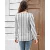 imageDisamer Womens Tops Long Sleeve T Shirts Dressy Casual Tunic Tops 2025 Fall Fashion Loose Square Neck Button Blouse TeesStriped Gray