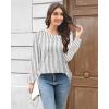 imageDisamer Womens Tops Long Sleeve T Shirts Dressy Casual Tunic Tops 2025 Fall Fashion Loose Square Neck Button Blouse TeesStriped Gray