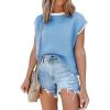 imageDisamer Cap Sleeve Knit Sweater Tops Sleeveless Vest 2025 Spring Clothes Oversized Summer Tank Trendy Short Sleeve T ShirtsPure Blue