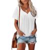 imageDisamer Summer Tops for Women 2025 Trendy Boho Floral Tank House Short Sleeve Shirts Loose Fit Tunic Top Dressy Casual BlousePure White