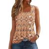 imageDisamer Tank Tops for Women 2025 Pleated Summer Tops Button Down Loose Fit Sleeveless Square Neck T ShirtsStriped Orange
