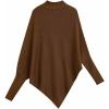 imageCHICWISH Women Turtleneck Asymmetric Hem Oversized Batwing Sleeve Pullover Sweaters Ribbed Knit Cape PonchoCaramel