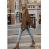imageCHICWISH Women Turtleneck Asymmetric Hem Oversized Batwing Sleeve Pullover Sweaters Ribbed Knit Cape PonchoCaramel