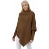 imageCHICWISH Women Turtleneck Asymmetric Hem Oversized Batwing Sleeve Pullover Sweaters Ribbed Knit Cape PonchoCaramel