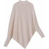 imageCHICWISH Women Turtleneck Asymmetric Hem Oversized Batwing Sleeve Pullover Sweaters Ribbed Knit Cape PonchoOatmeal