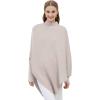 imageCHICWISH Women Turtleneck Asymmetric Hem Oversized Batwing Sleeve Pullover Sweaters Ribbed Knit Cape PonchoOatmeal