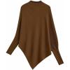 imageCHICWISH Women Turtleneck Asymmetric Hem Oversized Batwing Sleeve Pullover Sweaters Ribbed Knit Cape PonchoCaramel