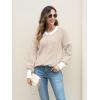 imageDisamer Sweaters for Women Fall Outfits Winter 2025 Lightweight Long Batwing Sleeve Crewneck Knit Pullover Sweaters TopsPure Apricot