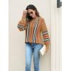 imageDisamer Sweaters for Women Fall Outfits Winter 2025 Lightweight Long Batwing Sleeve Crewneck Knit Pullover Sweaters TopsStriped Brown