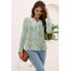 imageDisamer Womens T Shirts 2025 Fashion Tops Long Sleeve Pleated Dressy Casual Button Down Blouses Fall ClothesDewdrop Green