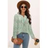 imageDisamer Womens T Shirts 2025 Fashion Tops Long Sleeve Pleated Dressy Casual Button Down Blouses Fall ClothesDewdrop Green