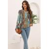 imageDisamer Womens T Shirts 2025 Fashion Tops Long Sleeve Pleated Dressy Casual Button Down Blouses Fall ClothesFloral Totem