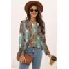 imageDisamer Womens T Shirts 2025 Fashion Tops Long Sleeve Pleated Dressy Casual Button Down Blouses Fall ClothesFloral Totem