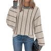 imageDisamer Sweaters for Women Fall Outfits Winter 2025 Lightweight Long Batwing Sleeve Crewneck Knit Pullover Sweaters TopsStriped Black