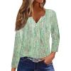 imageDisamer Womens T Shirts 2025 Fashion Tops Long Sleeve Pleated Dressy Casual Button Down Blouses Fall ClothesDewdrop Green