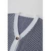 imageCHICWISH Womens CamelBlack Zigzag Stripe Pattern VNeck Buttoned Knit CardiganBlack