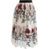 imageCHICWISH Womens Red Golden Rose Embroidered Mesh Tulle Midi Skirt