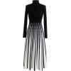 imageCHICWISH Womens Stripe Print Turtleneck Knit Midi DressStripe Print