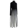 imageCHICWISH Womens Stripe Print Turtleneck Knit Midi DressStripe Print