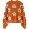 imageCHICWISH Womens YellowOrangeIvory Cuteness Flowers Fuzzy Knit CardiganOrange