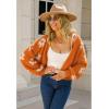 imageCHICWISH Womens YellowOrangeIvory Cuteness Flowers Fuzzy Knit CardiganOrange