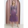 imageCHICWISH Sequins Tulle Skirts for Women Elastic Waist Mesh Midi Skirt Casual Flowy Layered Black SkirtPurple