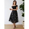 imageCHICWISH Tulle Skirts for Women Hearts Print Layered Mesh Tutu Skirt Elastic Waist Black Midi SkirtBlack