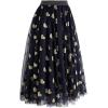 imageCHICWISH Tulle Skirts for Women Hearts Print Layered Mesh Tutu Skirt Elastic Waist Black Midi SkirtBlack
