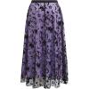 imageCHICWISH Women Halloween Velvet Cats Bats Pattern Tulle Mesh Skirt Elastic Waist Holiday Party Layered Witch Midi SkirtPurple