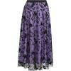 imageCHICWISH Women Halloween Velvet Cats Bats Pattern Tulle Mesh Skirt Elastic Waist Holiday Party Layered Witch Midi SkirtPurple