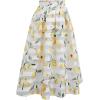 imageCHICWISH Women Lemon Stripe Skirts ALine Printed Pleated Flared Organza Tulle Midi Skirt Garden Party Casual Vinage SkirtYellow