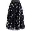 imageCHICWISH Tulle Skirts for Women Hearts Print Layered Mesh Tutu Skirt Elastic Waist Black Midi SkirtBlack