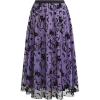 imageCHICWISH Women Halloween Velvet Cats Bats Pattern Tulle Mesh Skirt Elastic Waist Holiday Party Layered Witch Midi SkirtPurple