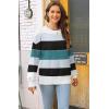 imageWomens Sweaters Fall 2025 Fashion Long Sleeve Color Block Oversized Sweater Trendy Casual Crew Neck Knitted Tops PulloverColor Blue