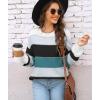 imageWomens Sweaters Fall 2025 Fashion Long Sleeve Color Block Oversized Sweater Trendy Casual Crew Neck Knitted Tops PulloverColor Blue