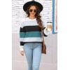 imageWomens Sweaters Fall 2025 Fashion Long Sleeve Color Block Oversized Sweater Trendy Casual Crew Neck Knitted Tops PulloverColor Blue