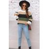 imageWomens Sweaters Fall 2025 Fashion Long Sleeve Color Block Oversized Sweater Trendy Casual Crew Neck Knitted Tops PulloverColor Darkgreen