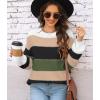 imageWomens Sweaters Fall 2025 Fashion Long Sleeve Color Block Oversized Sweater Trendy Casual Crew Neck Knitted Tops PulloverColor Darkgreen