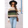 imageWomens Sweaters Fall 2025 Fashion Long Sleeve Color Block Oversized Sweater Trendy Casual Crew Neck Knitted Tops PulloverColor Darkgreen