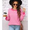 imageWomens Sweaters Fall 2025 Fashion Long Sleeve Color Block Oversized Sweater Trendy Casual Crew Neck Knitted Tops PulloverPure Pink