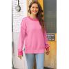 imageWomens Sweaters Fall 2025 Fashion Long Sleeve Color Block Oversized Sweater Trendy Casual Crew Neck Knitted Tops PulloverPure Pink