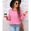 imageWomens Sweaters Fall 2025 Fashion Long Sleeve Color Block Oversized Sweater Trendy Casual Crew Neck Knitted Tops PulloverPure Pink