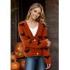 imageCHICWISH Women Halloween Bats Patch Sweater Cardigan Casual V Neck Long Sleeve Button Down Knit CardiganPumpkin