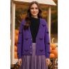 imageCHICWISH Women Halloween Bats Patch Sweater Cardigan Casual V Neck Long Sleeve Button Down Knit CardiganPurple