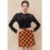 imageCHICWISH Women Spider Web Pattern SemiSheer Mesh Tulle Top Crewneck Long Sleeve Cropped Top Halloween BlousesBlack