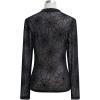 imageCHICWISH Women Spider Web Pattern SemiSheer Mesh Tulle Top Crewneck Long Sleeve Cropped Top Halloween BlousesBlack