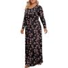 imageLONGYUAN Womens Plus Size Maxi Dresses for Curvy Women Casual Long Dress XL6XLFloral Gypsophila Blacksleeve